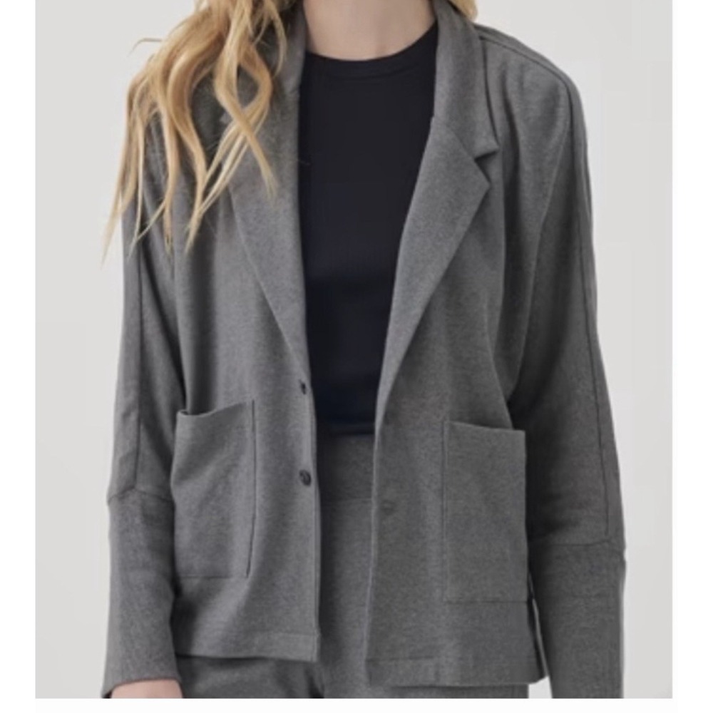 Pact Organic Cotton XS Airplane Blazer Cardigan Sweater Charcoal Gray Relaxed‎